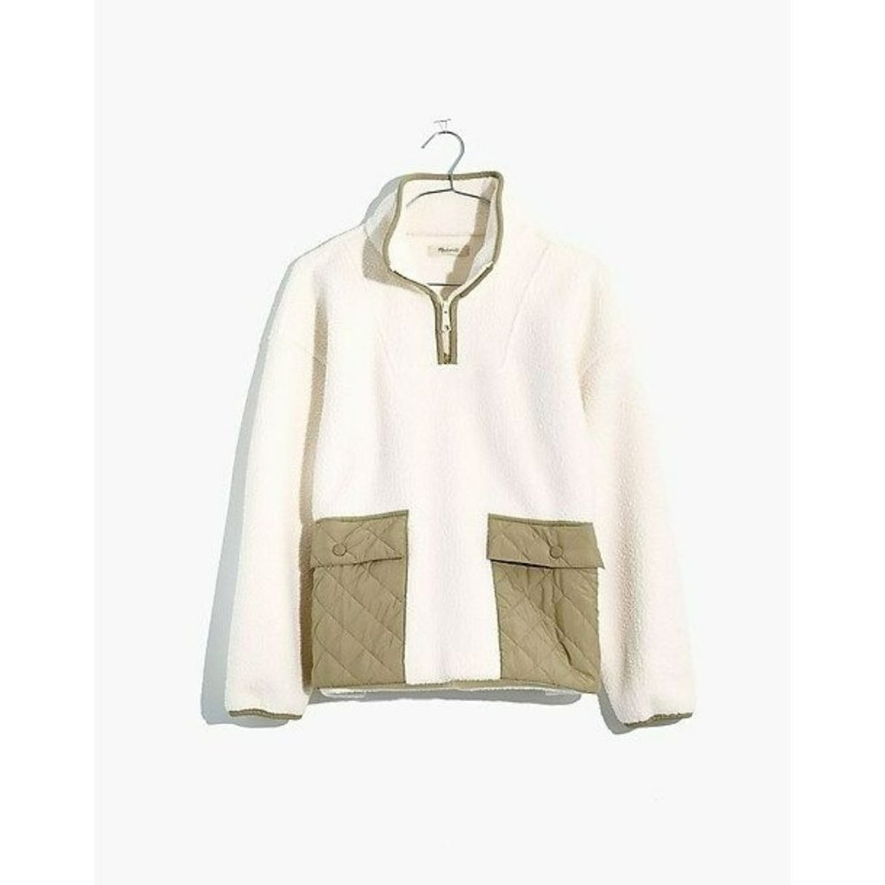 Madewell XXS (Re)sourced Fleece Quilted-Pocket Popover Jacket